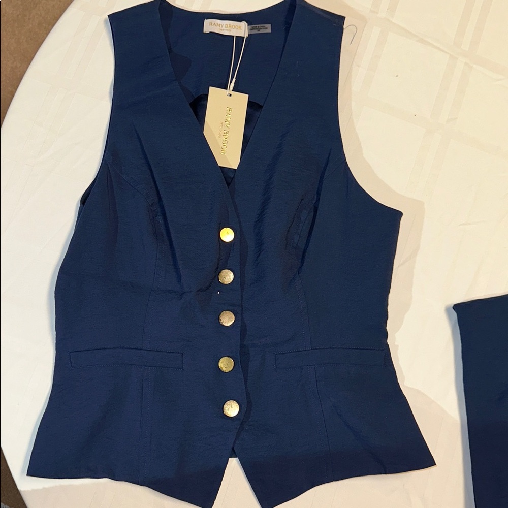 NWT Ramy Brook Emil SNavy Cargo Wide-Leg Pant Sz 4 Cosette Vest Top Sz Small - Picture 13 of 14